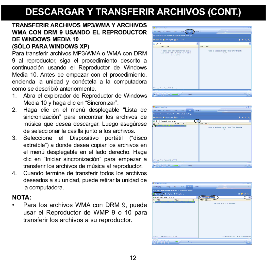 Memorex MMP3780 manual Nota 