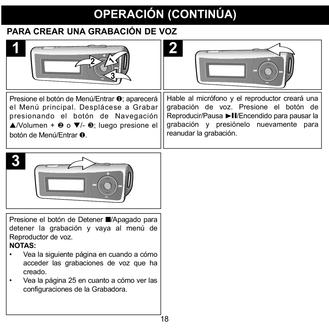 Memorex MMP3780 manual Para Crear UNA Grabación DE VOZ 