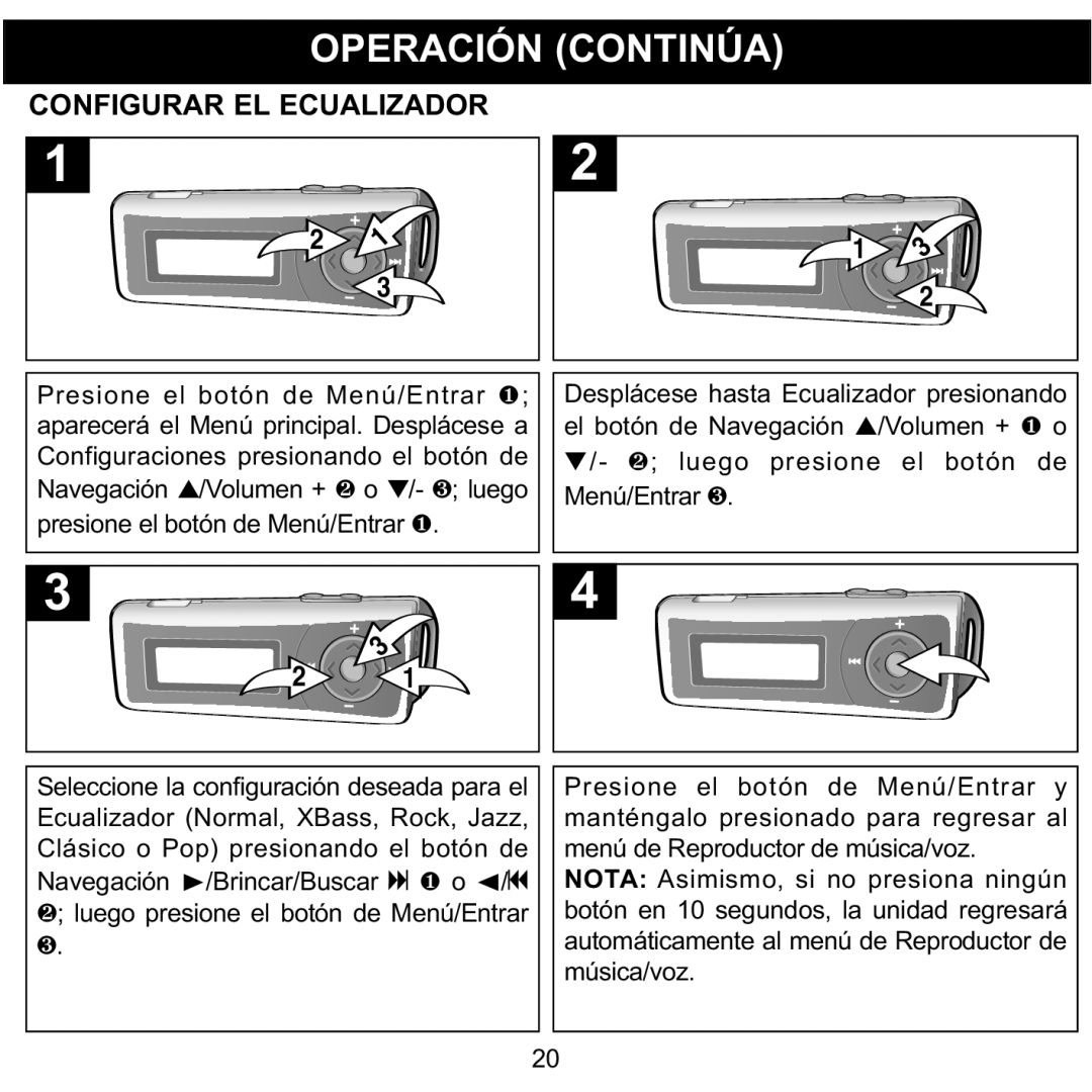 Memorex MMP3780 manual Configurar EL Ecualizador 