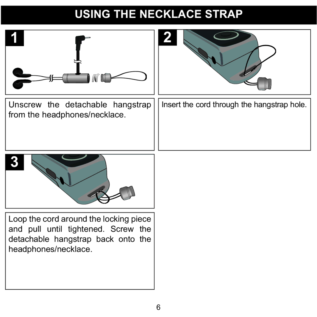 Memorex MMP3780 manual Using the Necklace Strap 