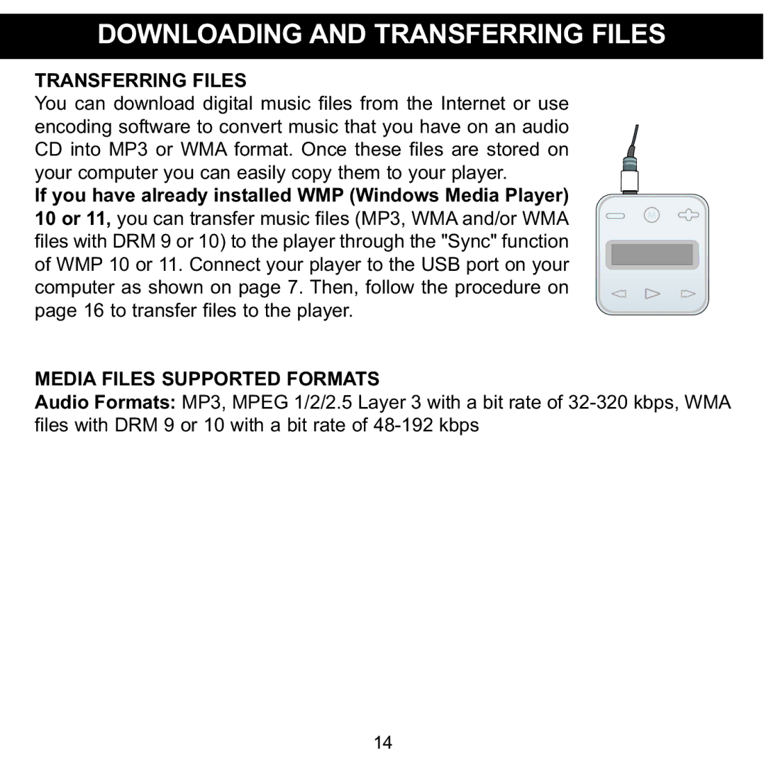 Memorex MMP8001, MMP8002 manual Downloading and Transferring Files, Media Files Supported Formats 