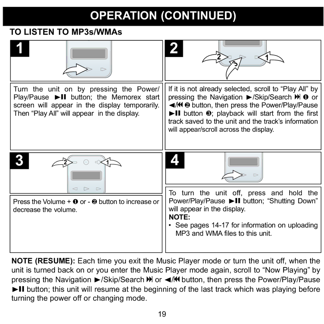 Memorex MMP8002, MMP8001 manual To Listen to MP3s/WMAs 