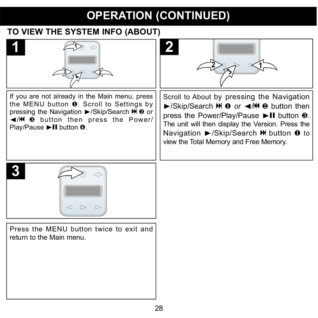 Memorex MMP8001, MMP8002 manual To View the System Info about 