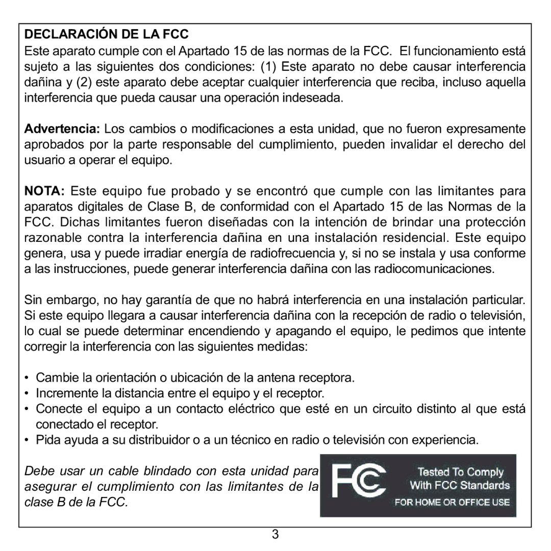 Memorex MMP8002, MMP8001 manual Declaración DE LA FCC 