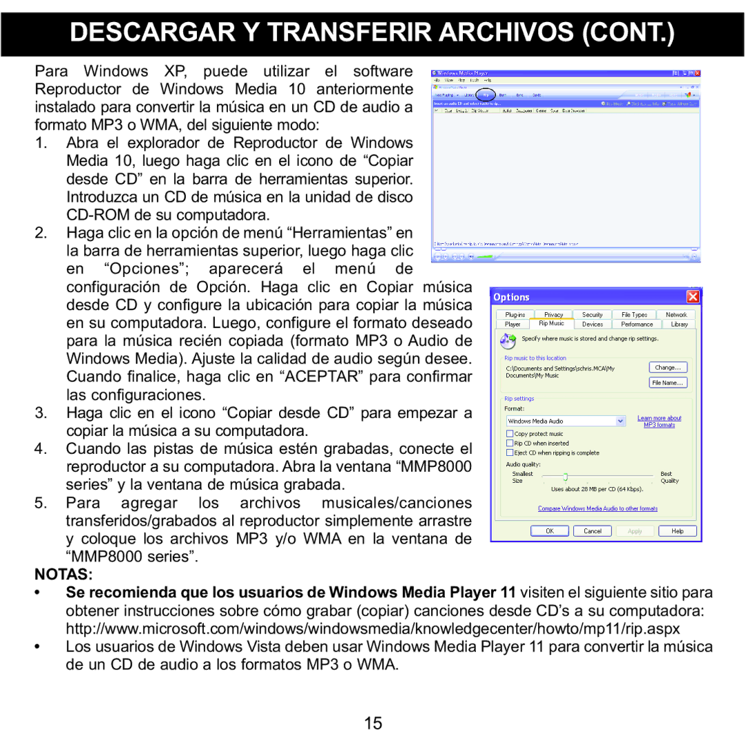 Memorex MMP8002, MMP8001 manual Notas 