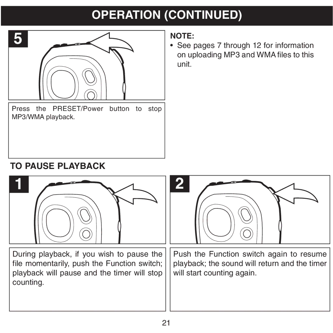 Memorex MMP8500 manual To Pause Playback 