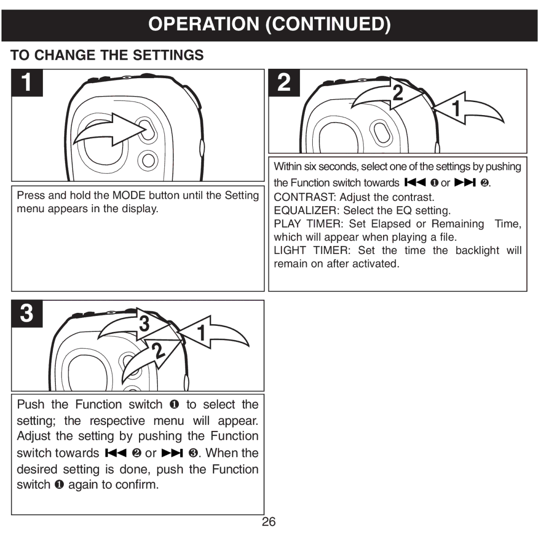 Memorex MMP8500 manual To Change the Settings 