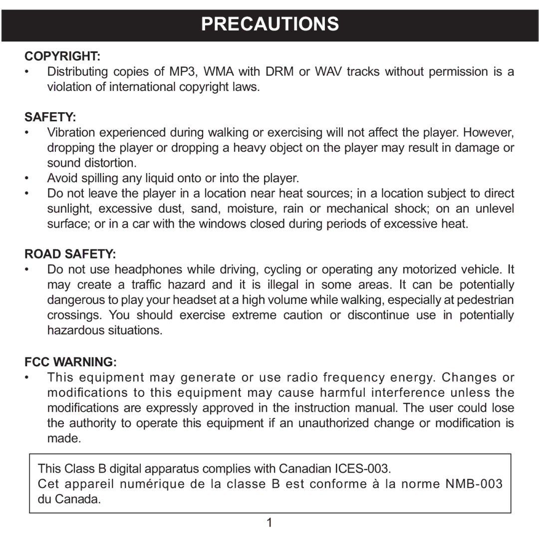 Memorex MMP8550 manual Precautions, Copyright 