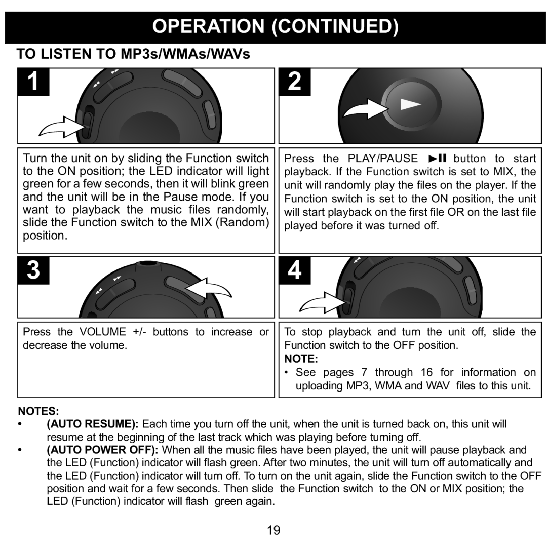 Memorex MMP8550 manual To Listen to MP3s/WMAs/WAVs 