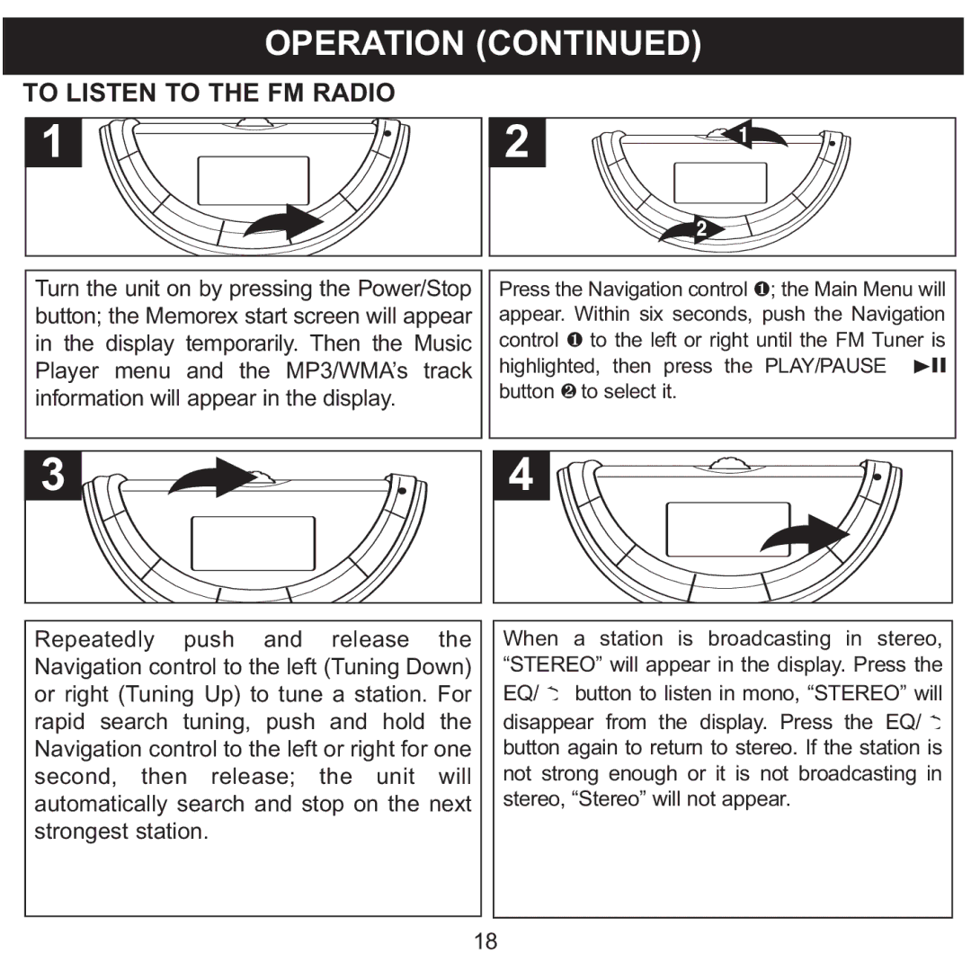 Memorex MMP8560 manual To Listen to the FM Radio 