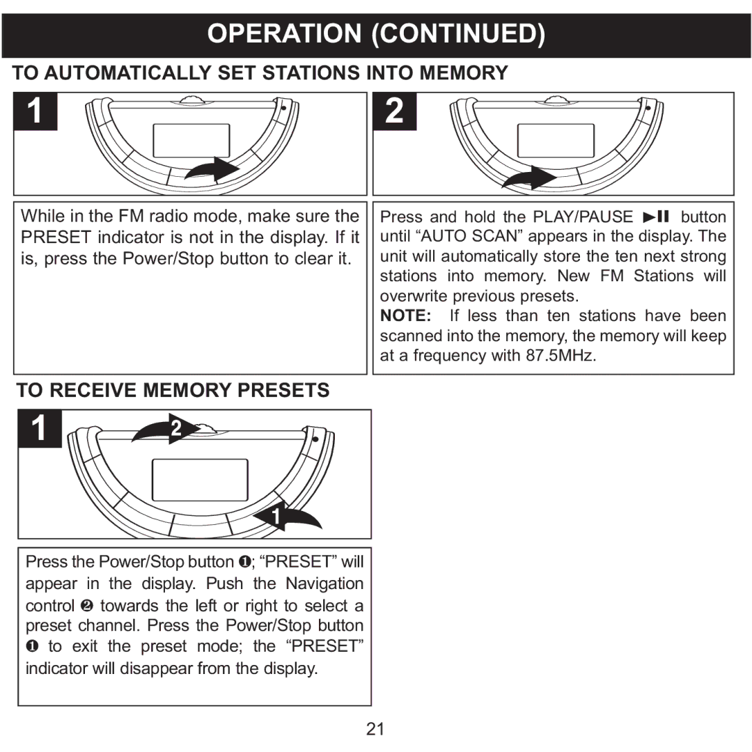 Memorex MMP8560 manual To Automatically SET Stations Into Memory, To Receive Memory Presets 