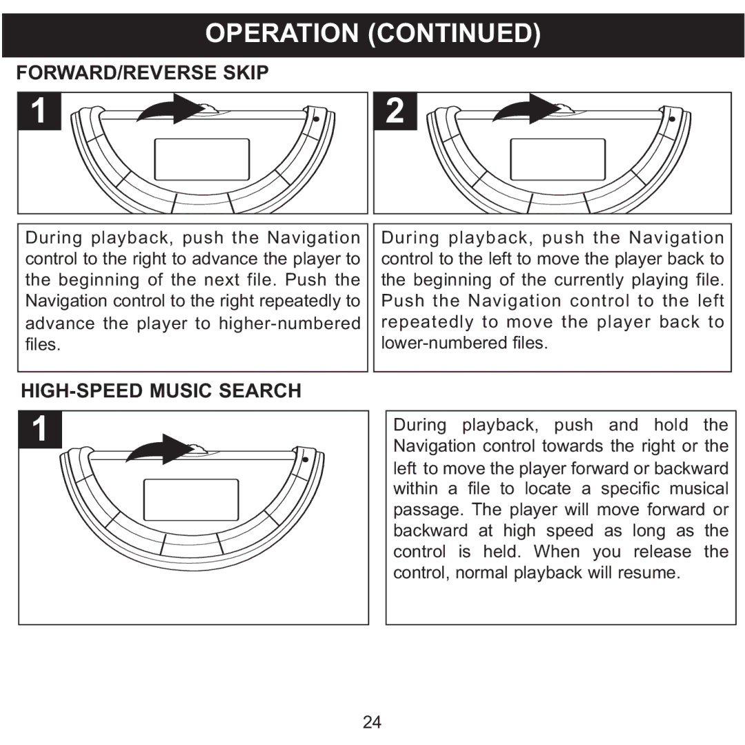 Memorex MMP8560 manual FORWARD/REVERSE Skip, HIGH-SPEED Music Search 