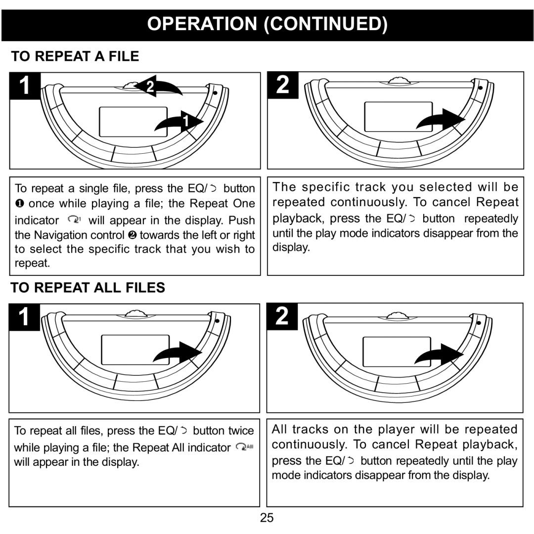 Memorex MMP8560 manual To Repeat a File, To Repeat ALL Files 