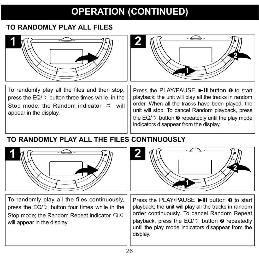 Memorex MMP8560 manual To Randomly Play ALL Files, To Randomly Play ALL the Files Continuously 