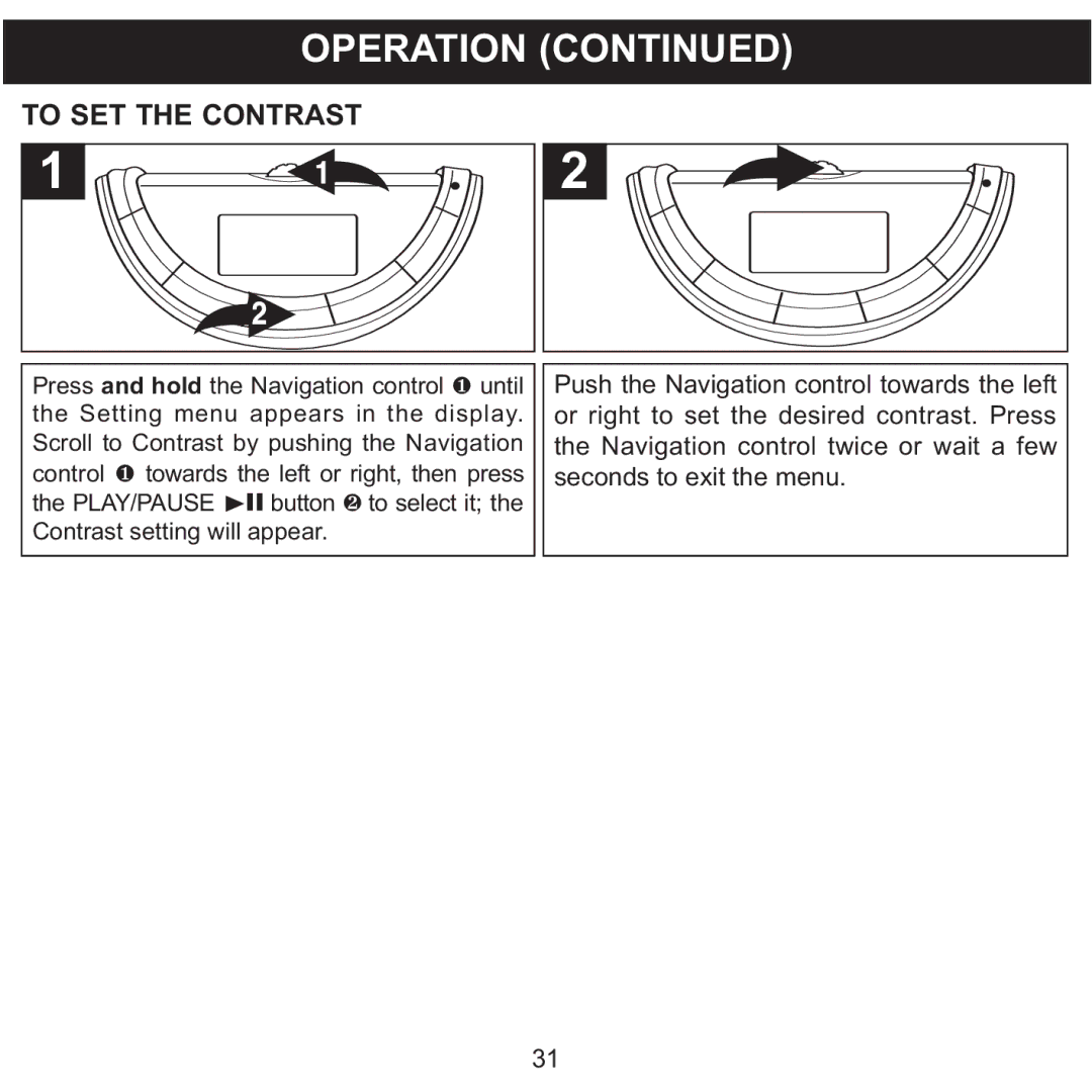 Memorex MMP8560 manual To SET the Contrast 