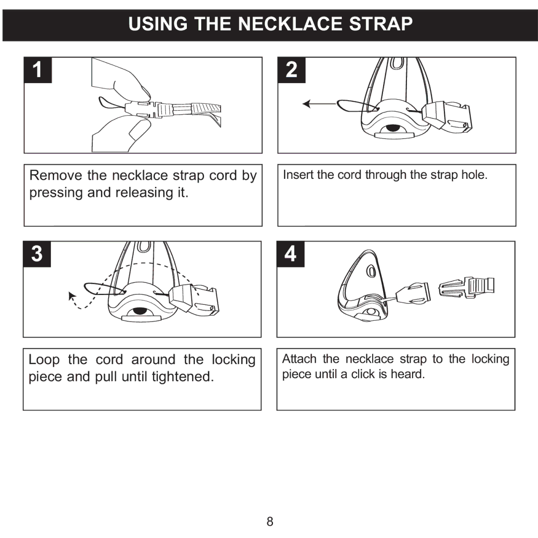 Memorex MMP8560 manual Using the Necklace Strap 