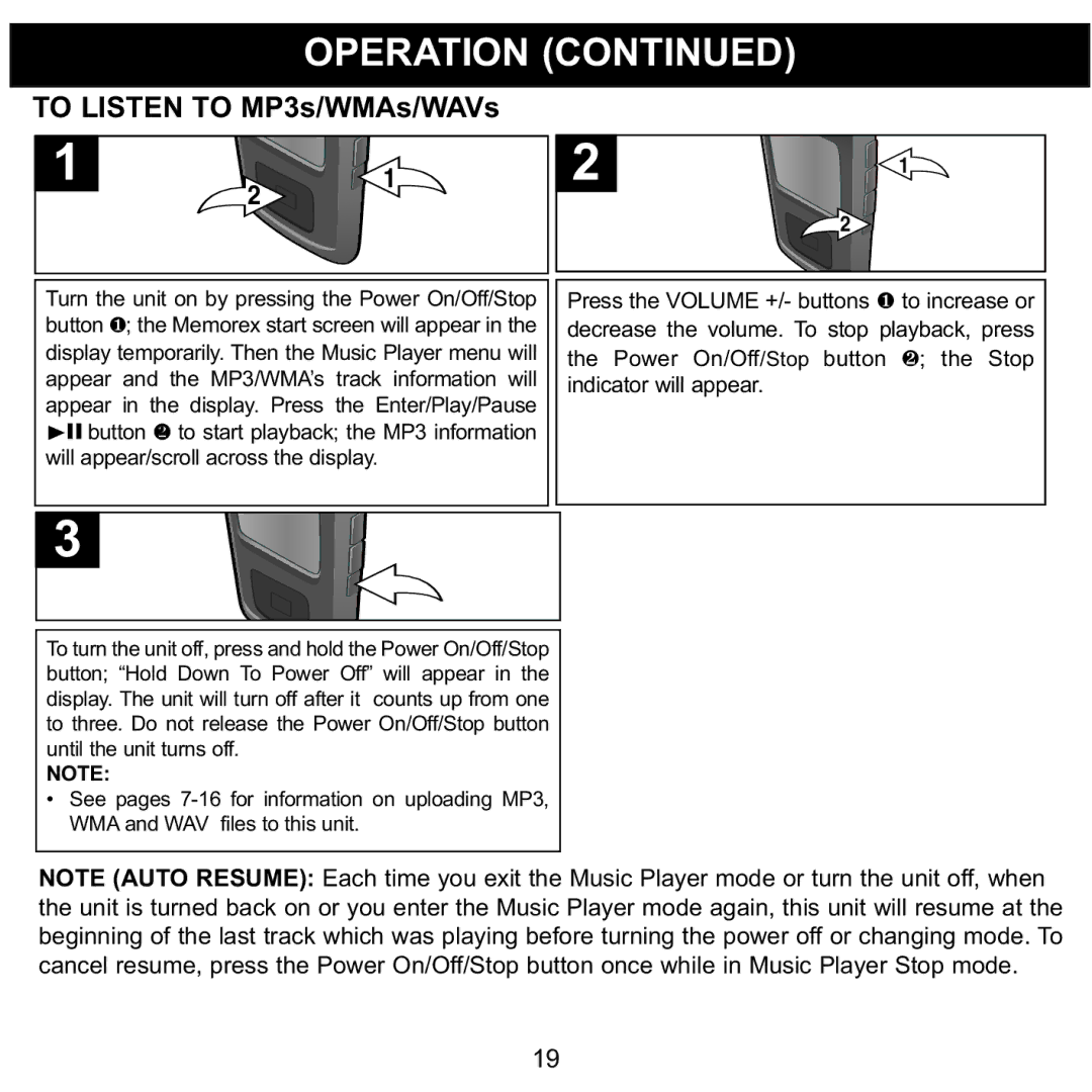 Memorex MMP8565 manual To Listen to MP3s/WMAs/WAVs 