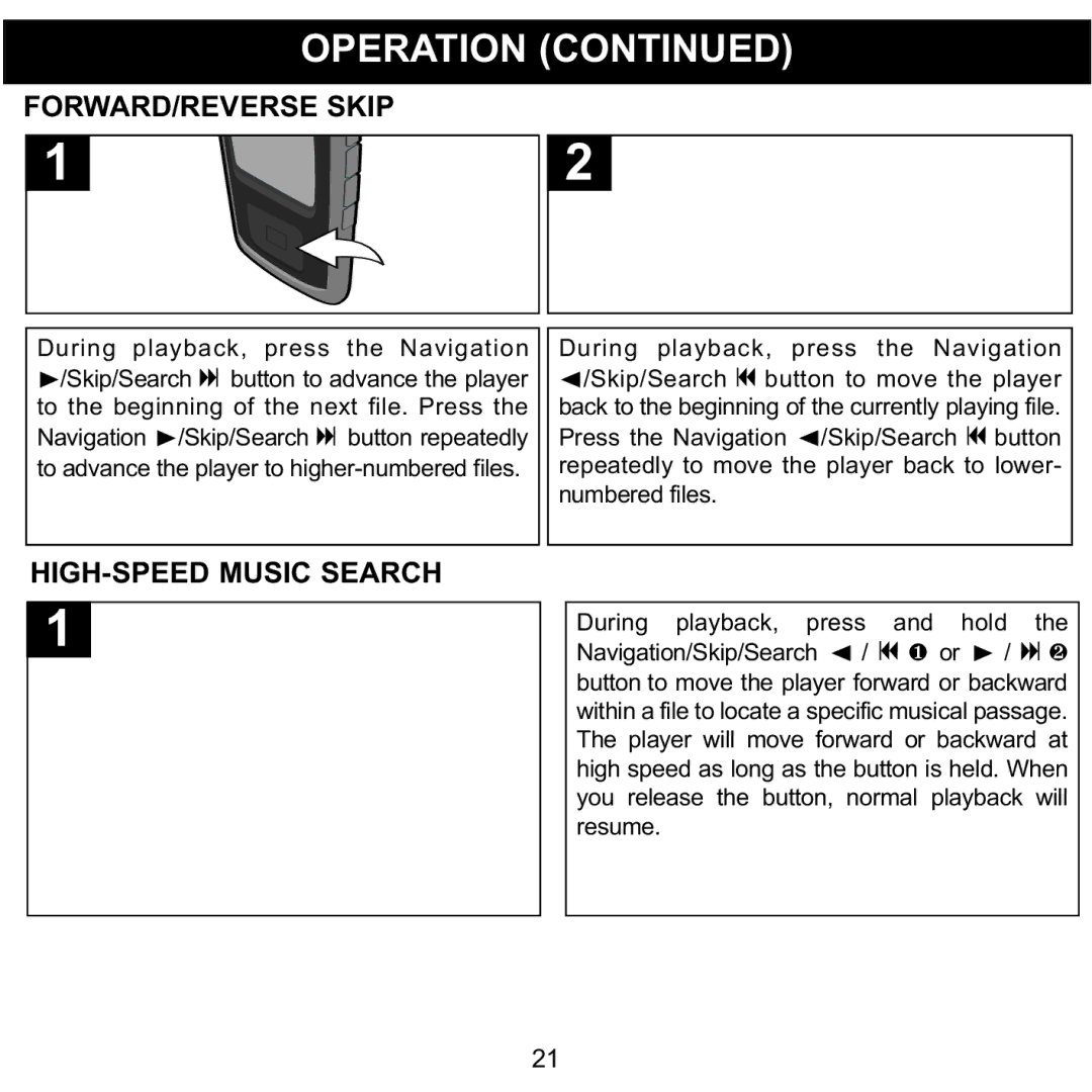 Memorex MMP8565 manual FORWARD/REVERSE Skip, HIGH-SPEED Music Search 