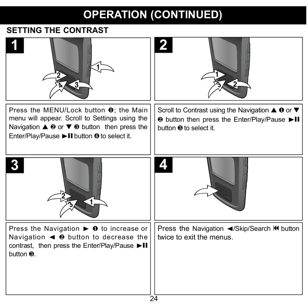 Memorex MMP8565 manual Setting the Contrast 