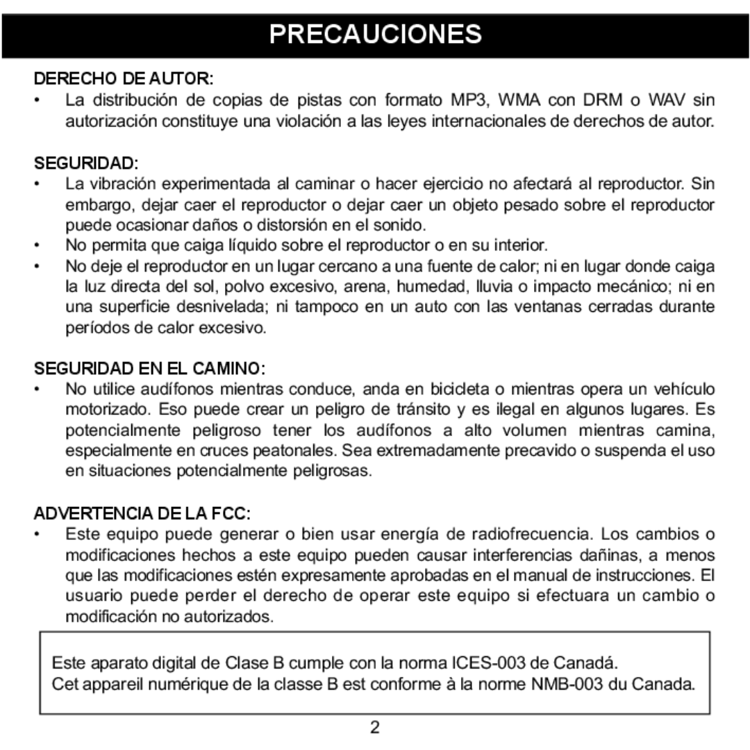 Memorex MMP8568-ACM, MMP8568-HIT, MMP8568-SPT manual Precauciones 