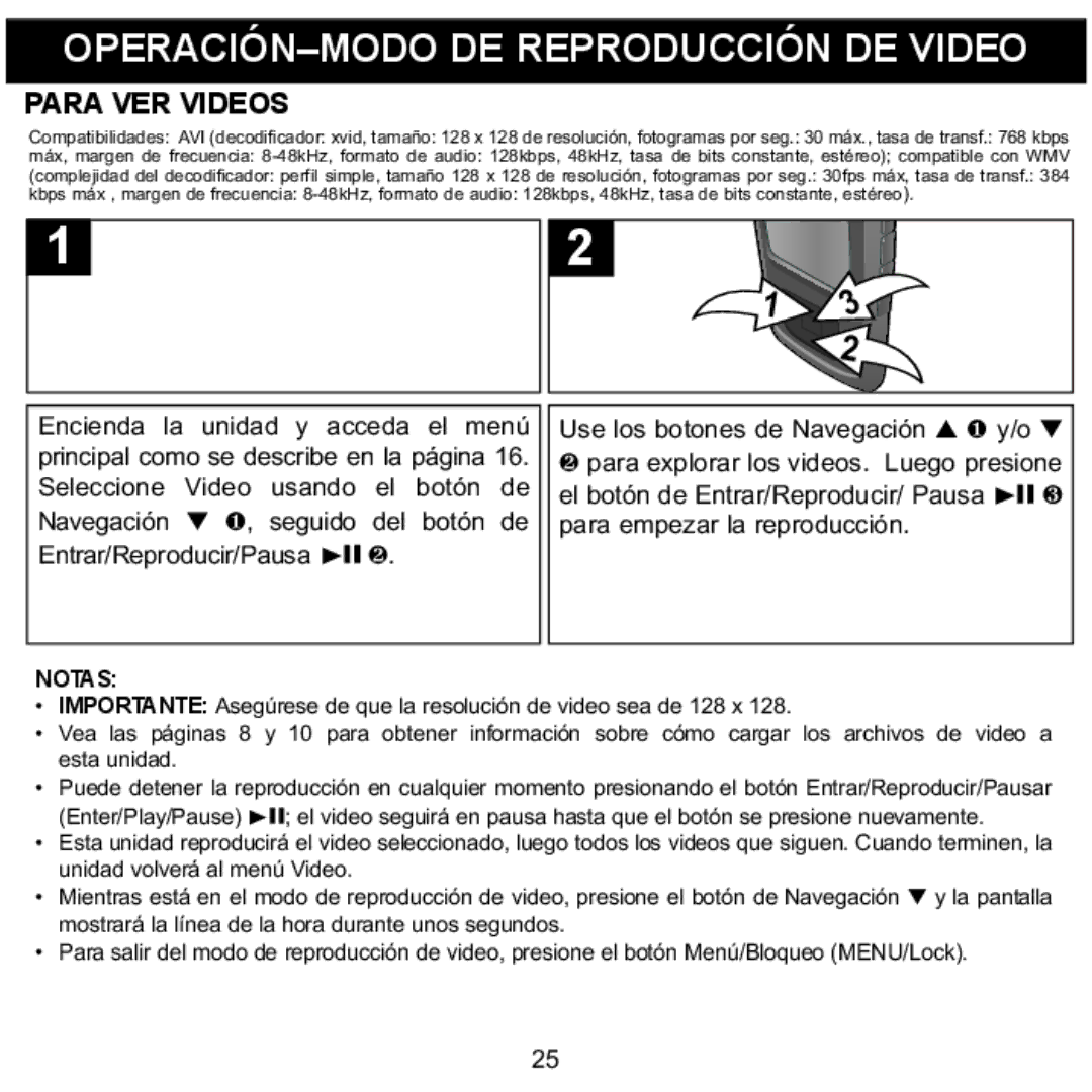 Memorex MMP8568-SPT, MMP8568-ACM, MMP8568-HIT manual OPERACIÓN-MODO DE Reproducción DE Video, Para VER Videos 