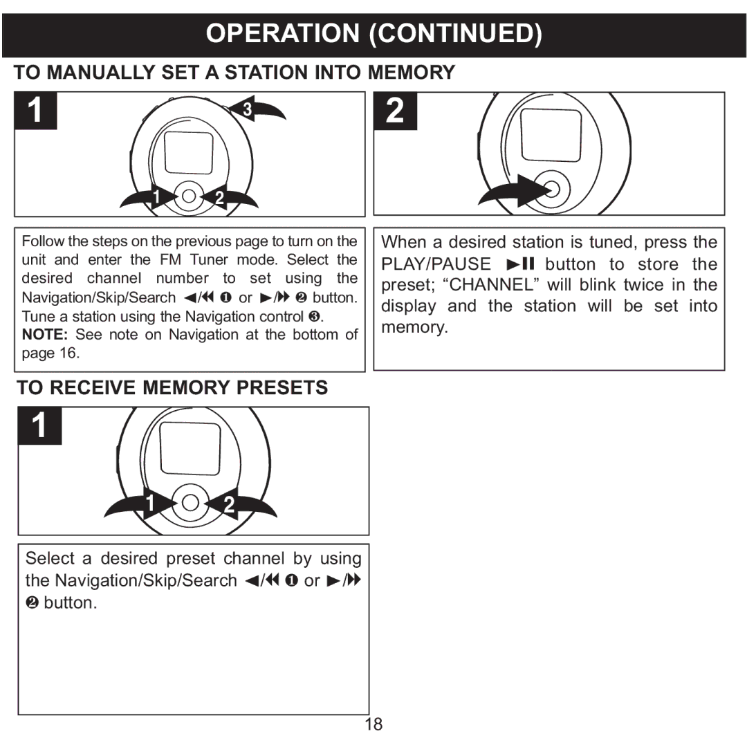 Memorex MMP8570 manual To Manually SET a Station Into Memory, To Receive Memory Presets 