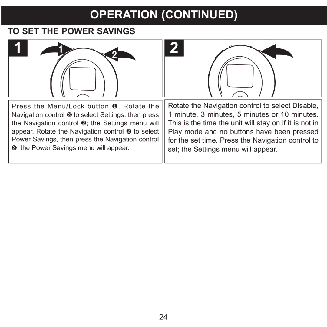 Memorex MMP8570 manual To SET the Power Savings 