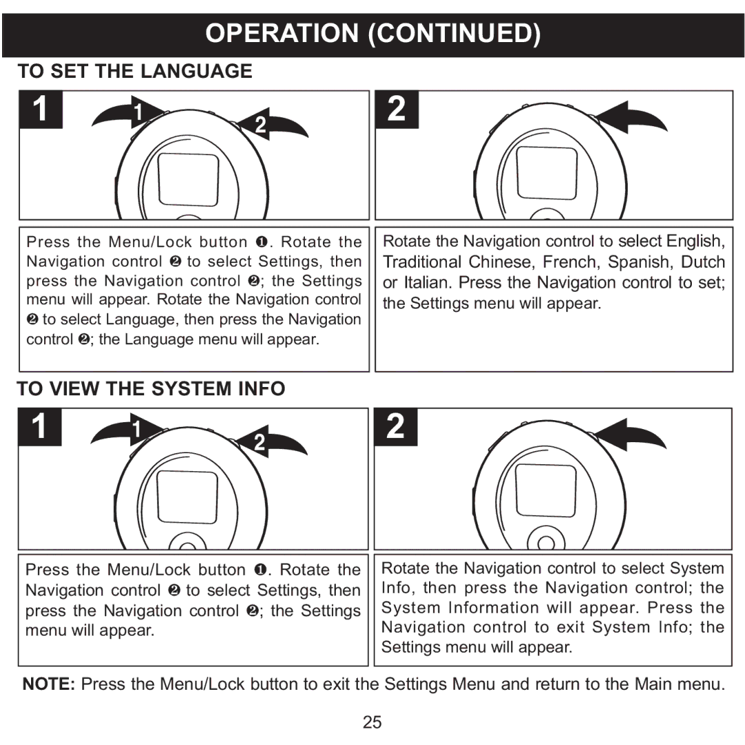 Memorex MMP8570 manual To SET the Language, To View the System Info 