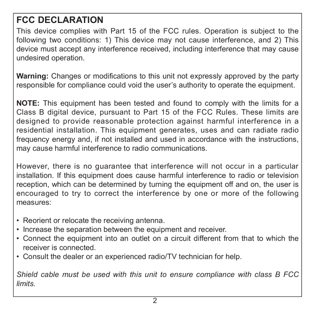 Memorex MMP8570 manual FCC Declaration 