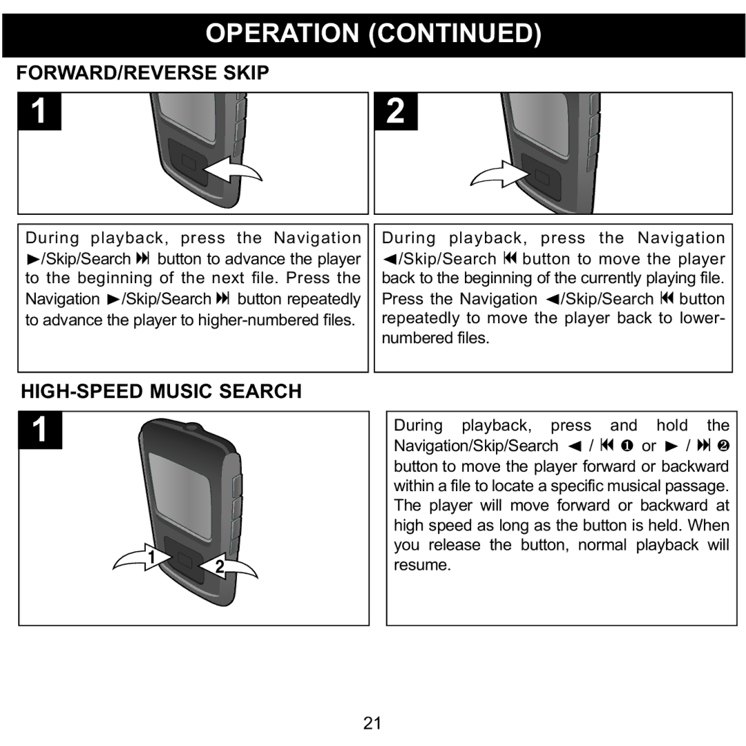 Memorex MMP8575 manual FORWARD/REVERSE Skip, HIGH-SPEED Music Search 