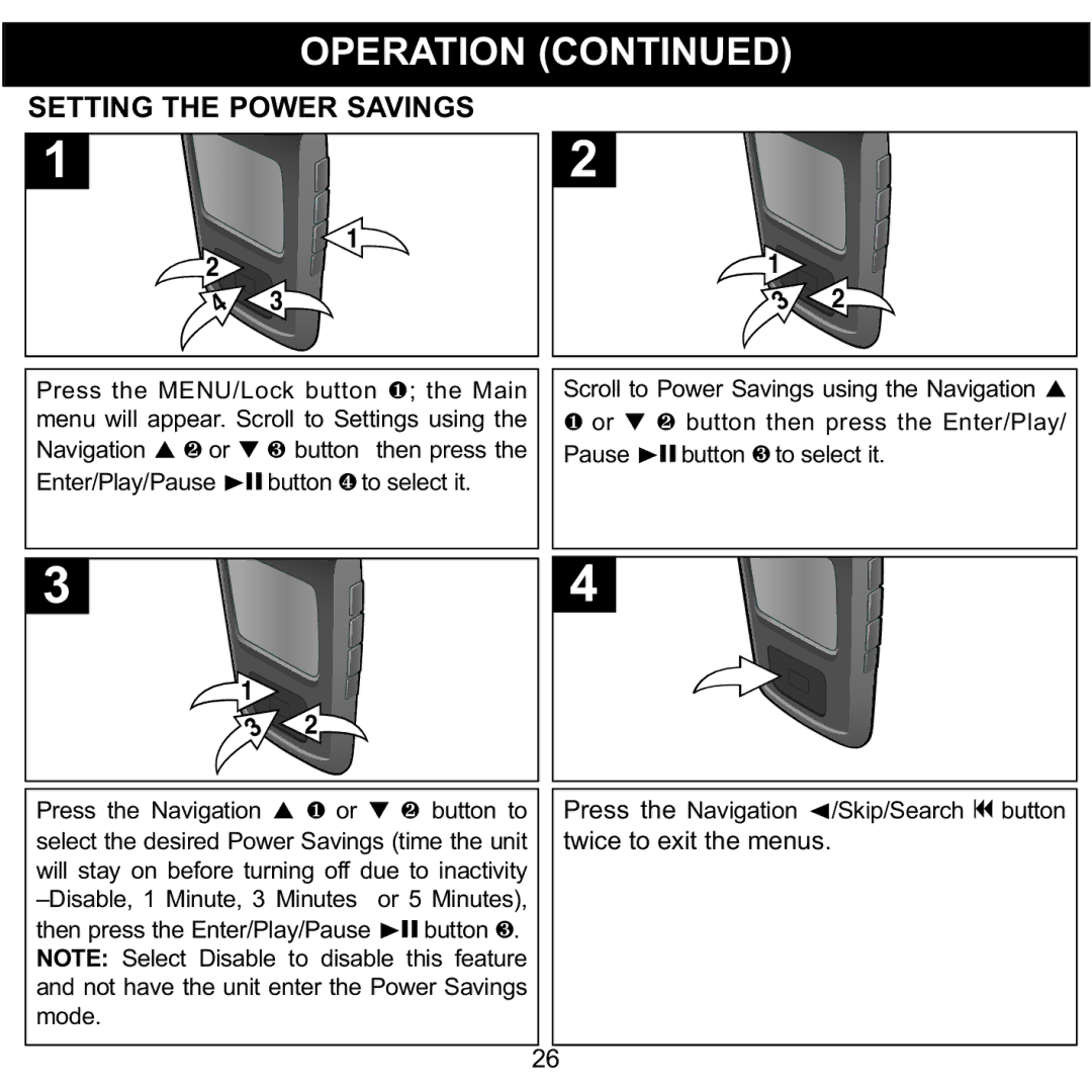 Memorex MMP8575 manual Setting the Power Savings 