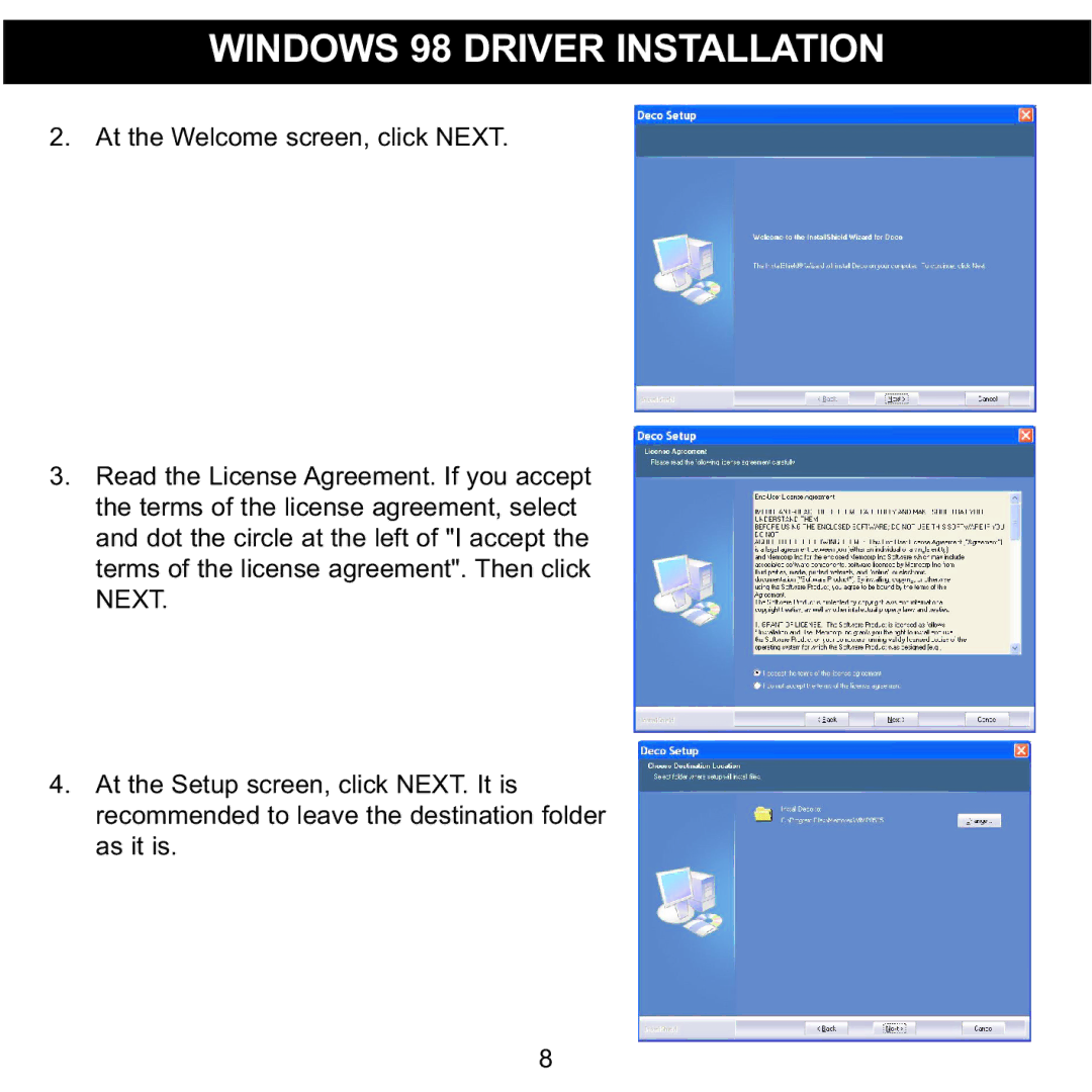 Memorex MMP8575 manual Windows 98 Driver Installation 