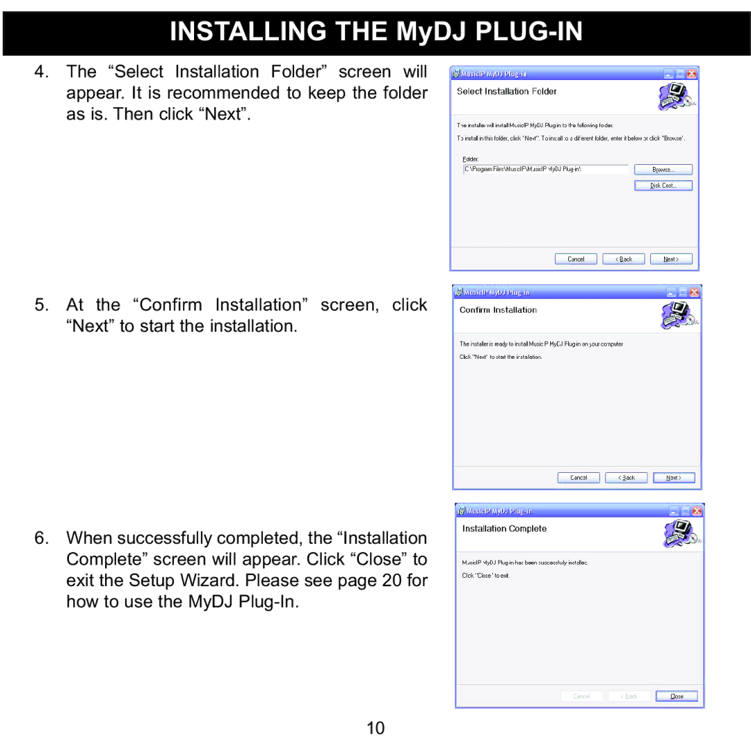 Memorex MMP8590-ORG, MMP8590-BLK, MMP8590-WHT, MMP8590-PNK manual Installing the MyDJ PLUG-IN 