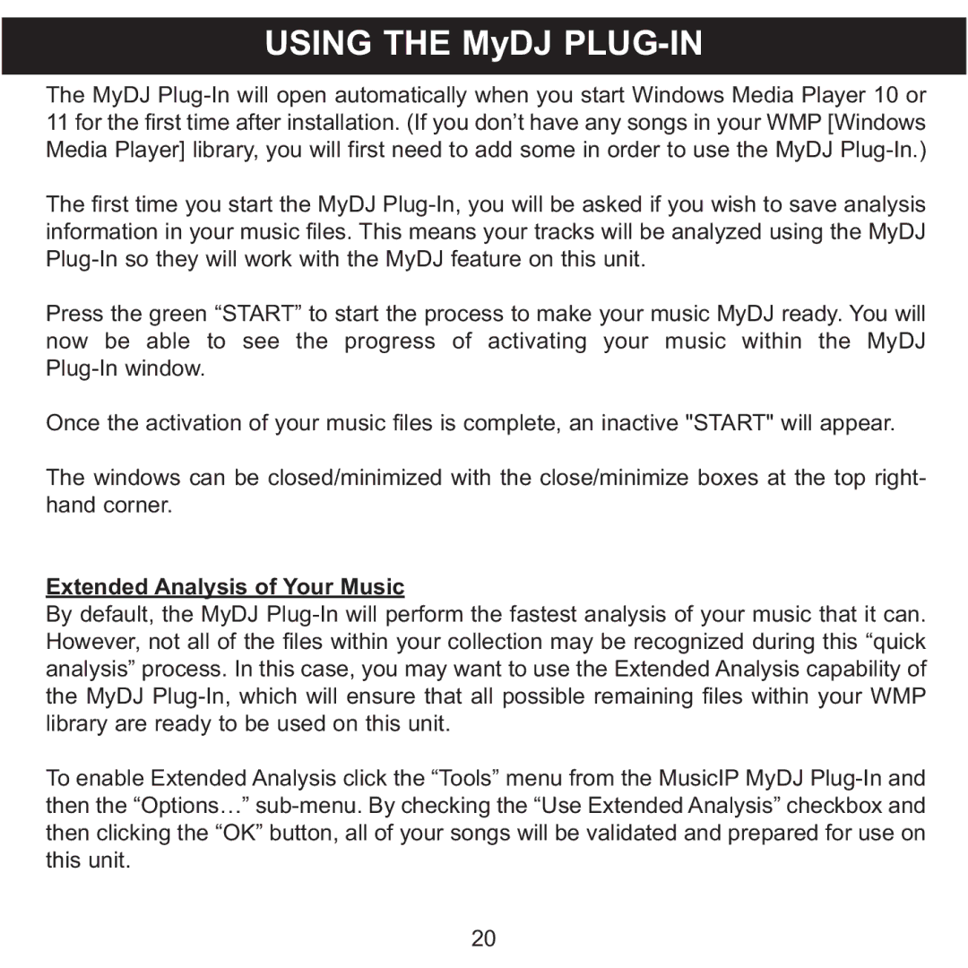 Memorex MMP8590-WHT, MMP8590-BLK, MMP8590-PNK, MMP8590-ORG manual Using the MyDJ PLUG-IN 