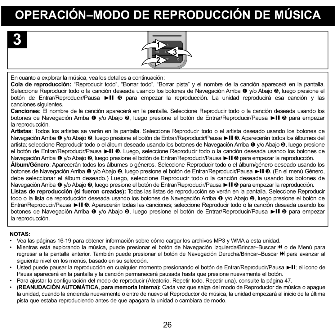 Memorex MMP8590-BLK, MMP8590-WHT, MMP8590-PNK, MMP8590-ORG manual Notas 