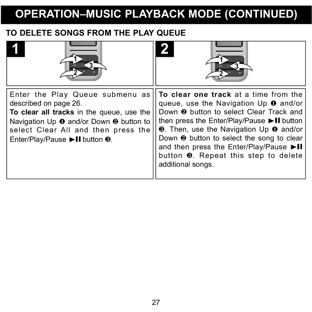 Memorex MMP8590-BLK, MMP8590-WHT, MMP8590-PNK, MMP8590-ORG manual To Delete Songs from the Play Queue, Time From 