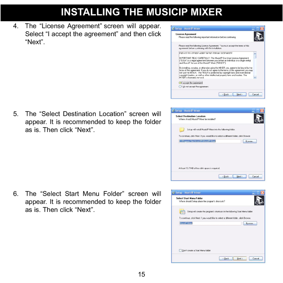 Memorex MMP8620 specifications Installing the Musicip Mixer 