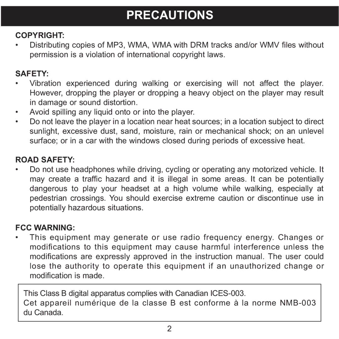 Memorex MMP8620 specifications Precautions, Copyright 