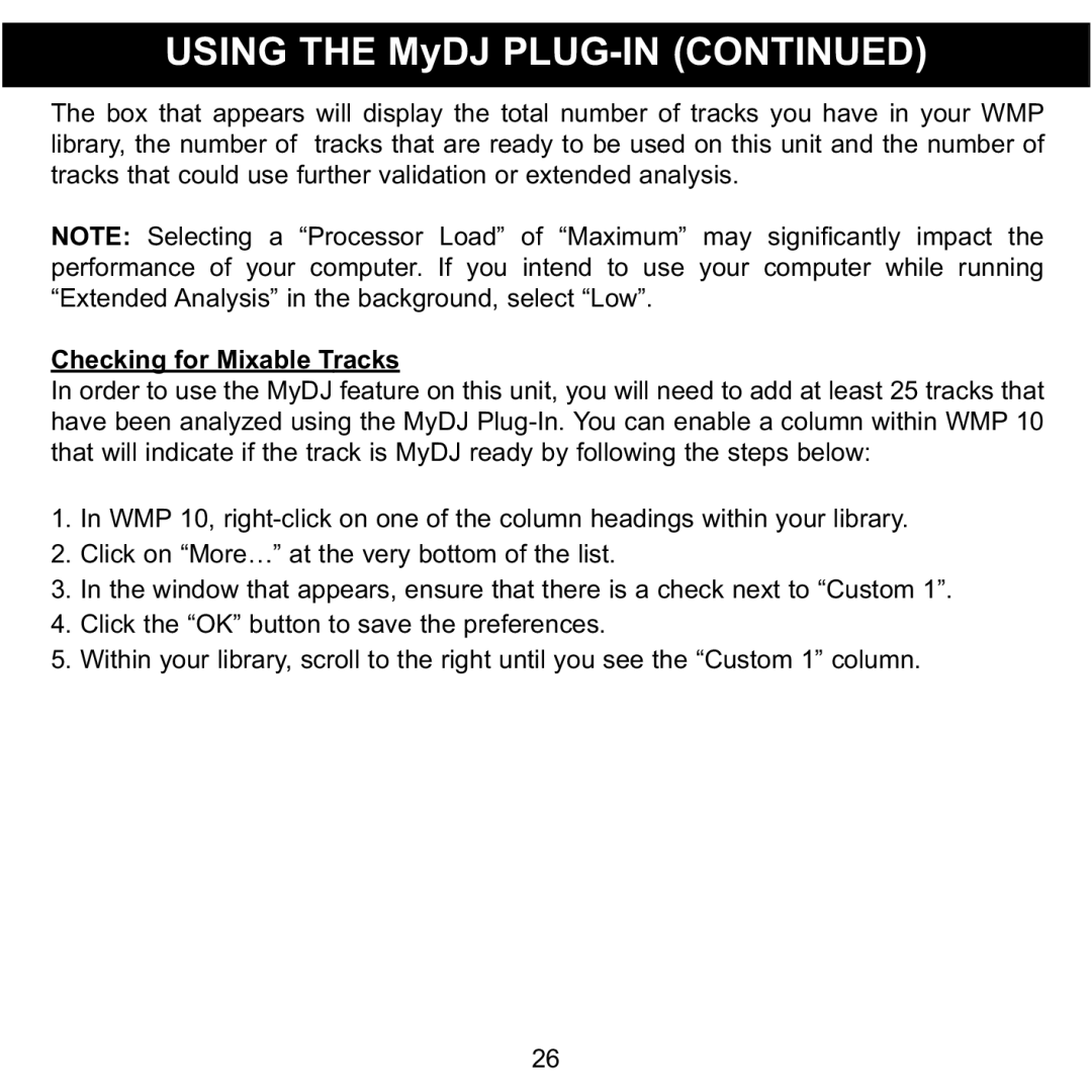 Memorex MMP8620 specifications Checking for Mixable Tracks 