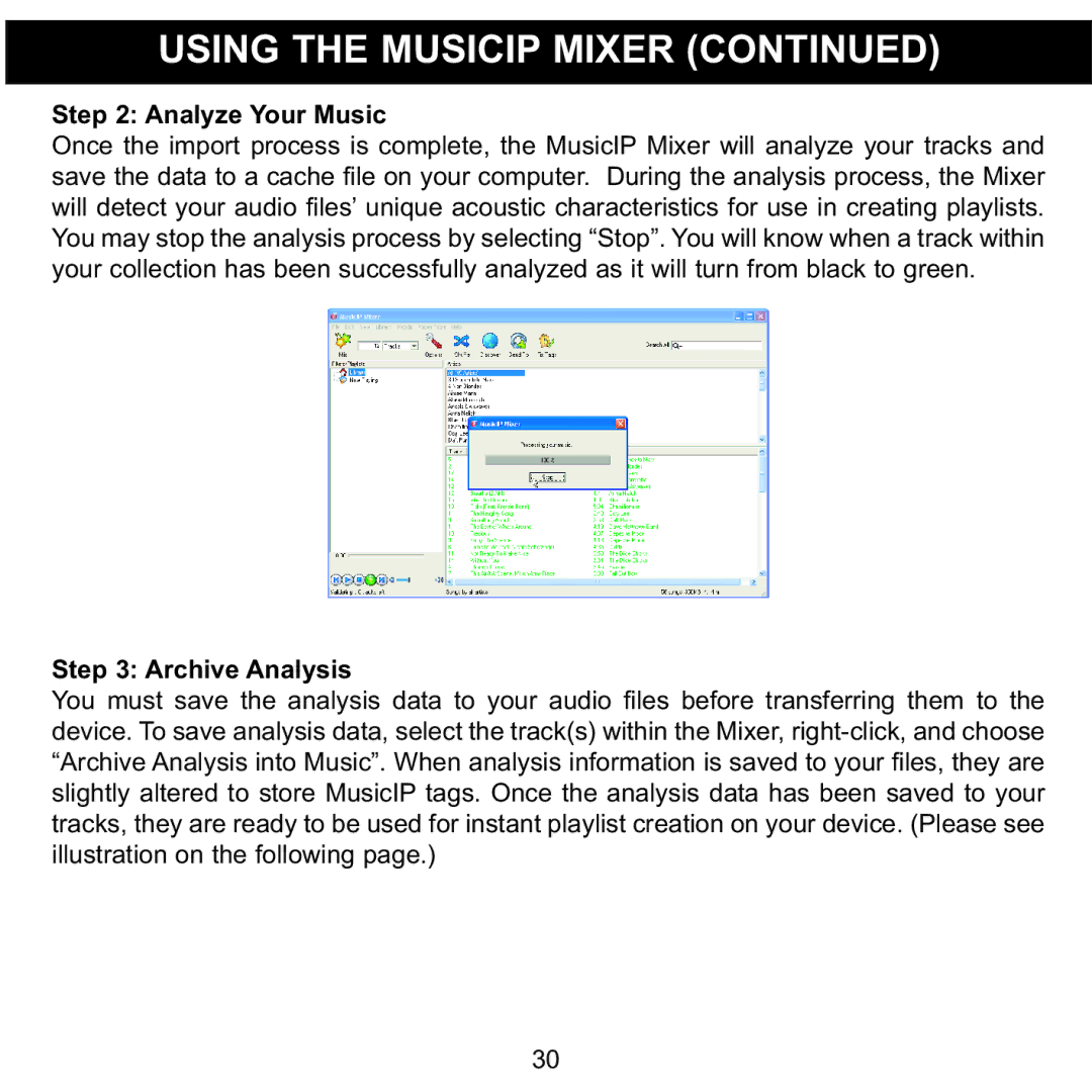 Memorex MMP8620 specifications Analyze Your Music 