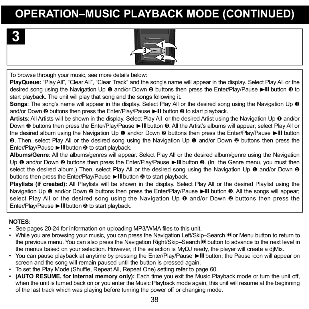 Memorex MMP8620 specifications To browse through your music, see more details below 