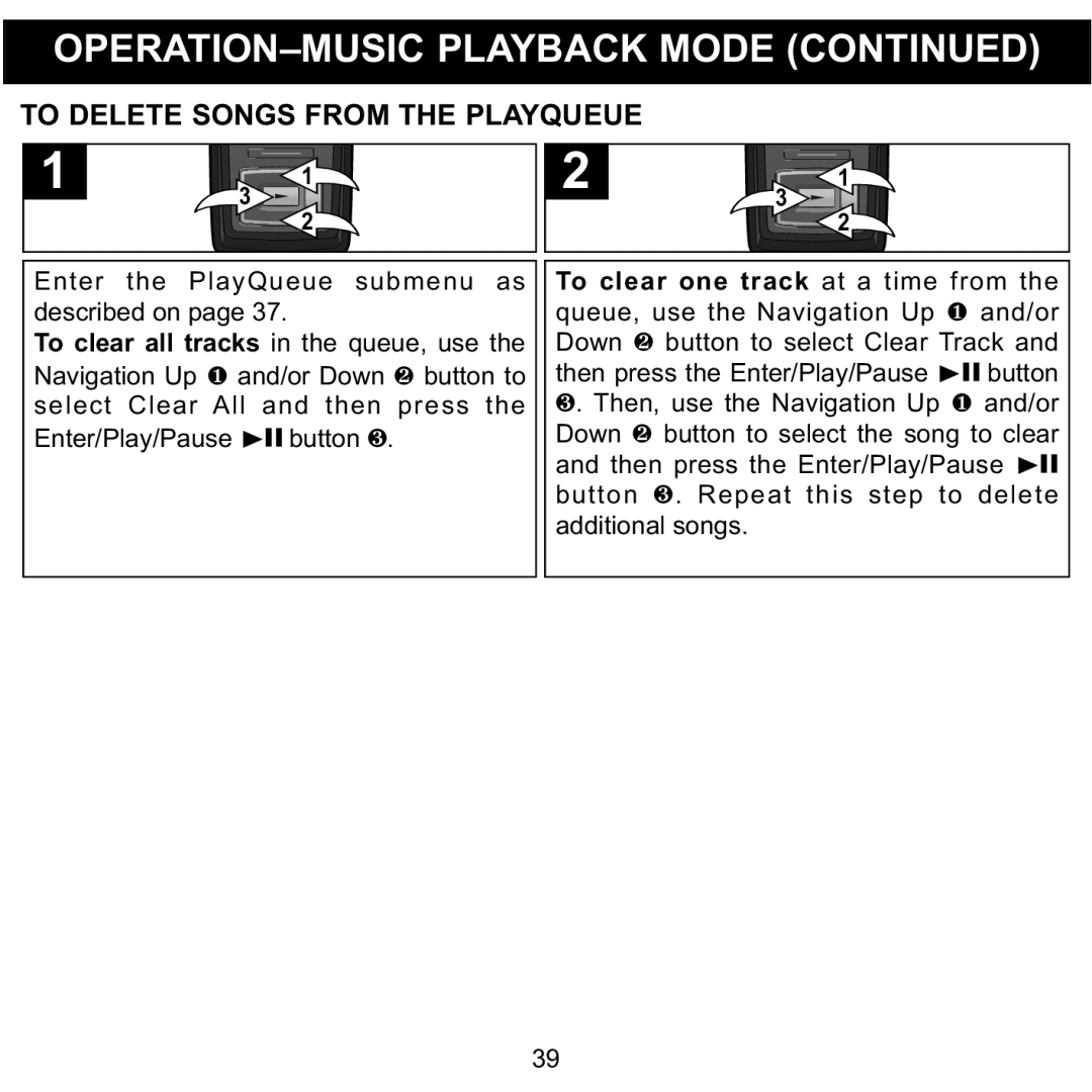 Memorex MMP8620 specifications To Delete Songs from the Playqueue, To clear one track at a time from 