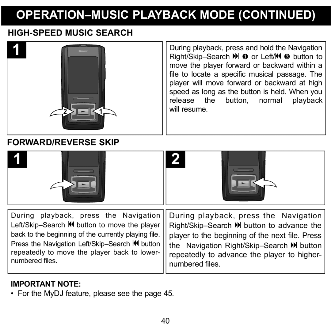 Memorex MMP8620 specifications HIGH-SPEED Music Search, FORWARD/REVERSE Skip 