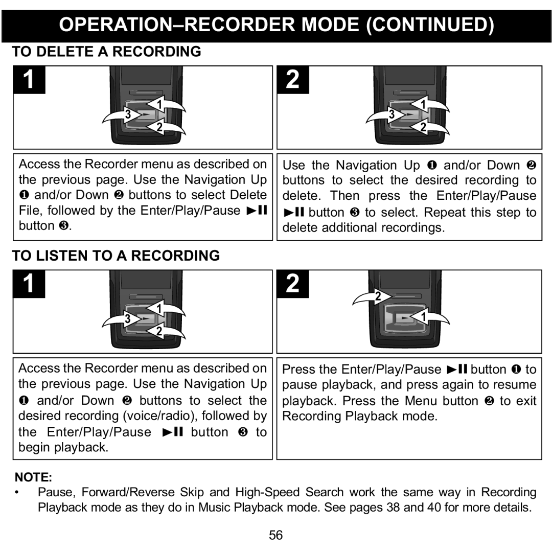 Memorex MMP8620 specifications To Delete a Recording, To Listen to a Recording 