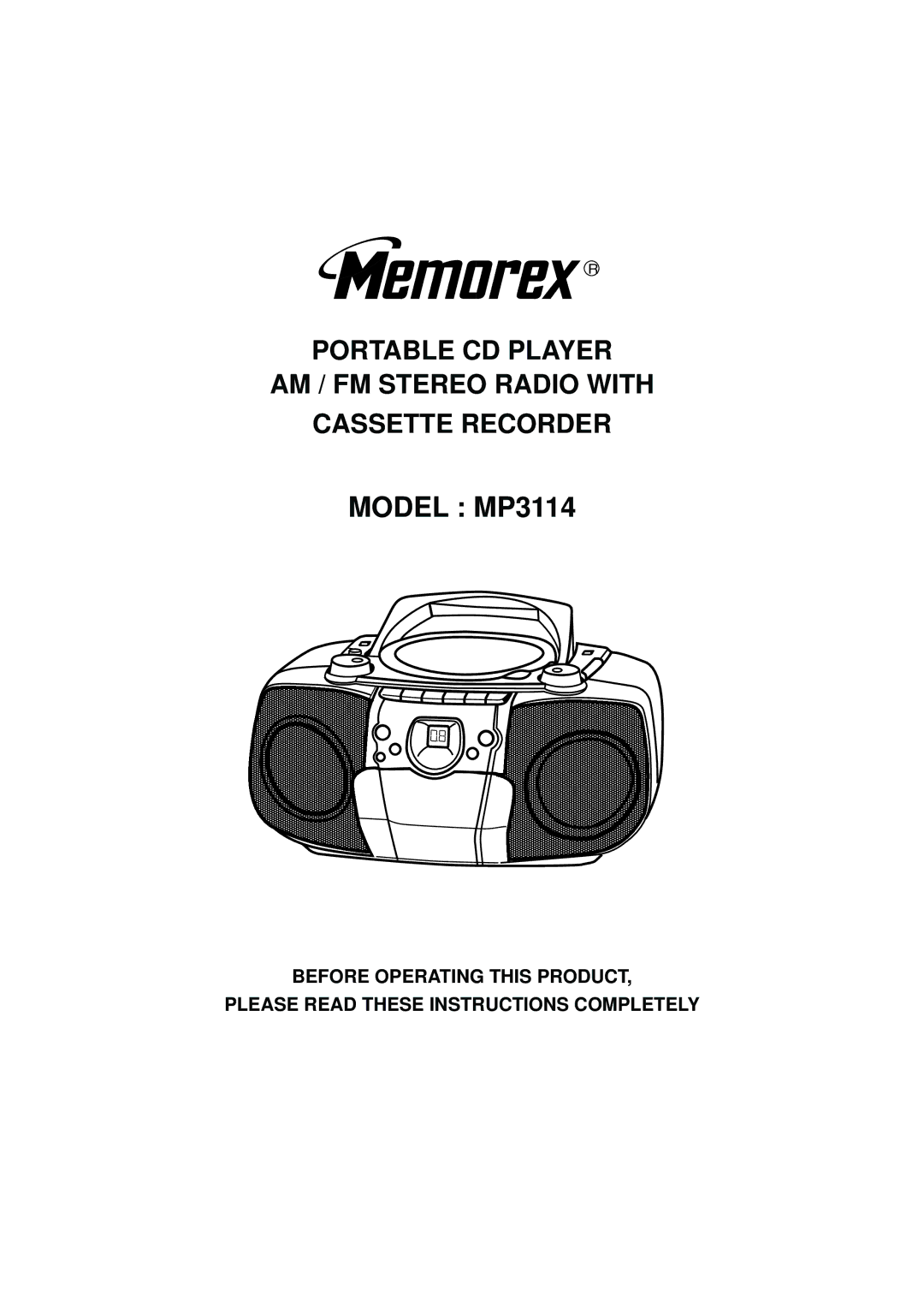 Memorex manual Model MP3114 