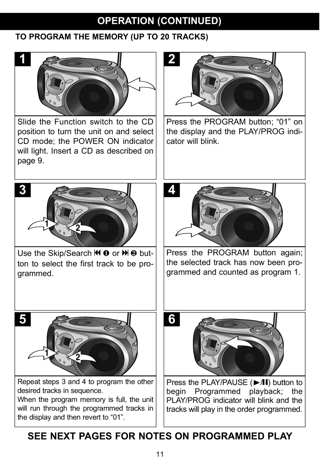 Memorex MP3115 manual To Program the Memory UP to 20 Tracks 