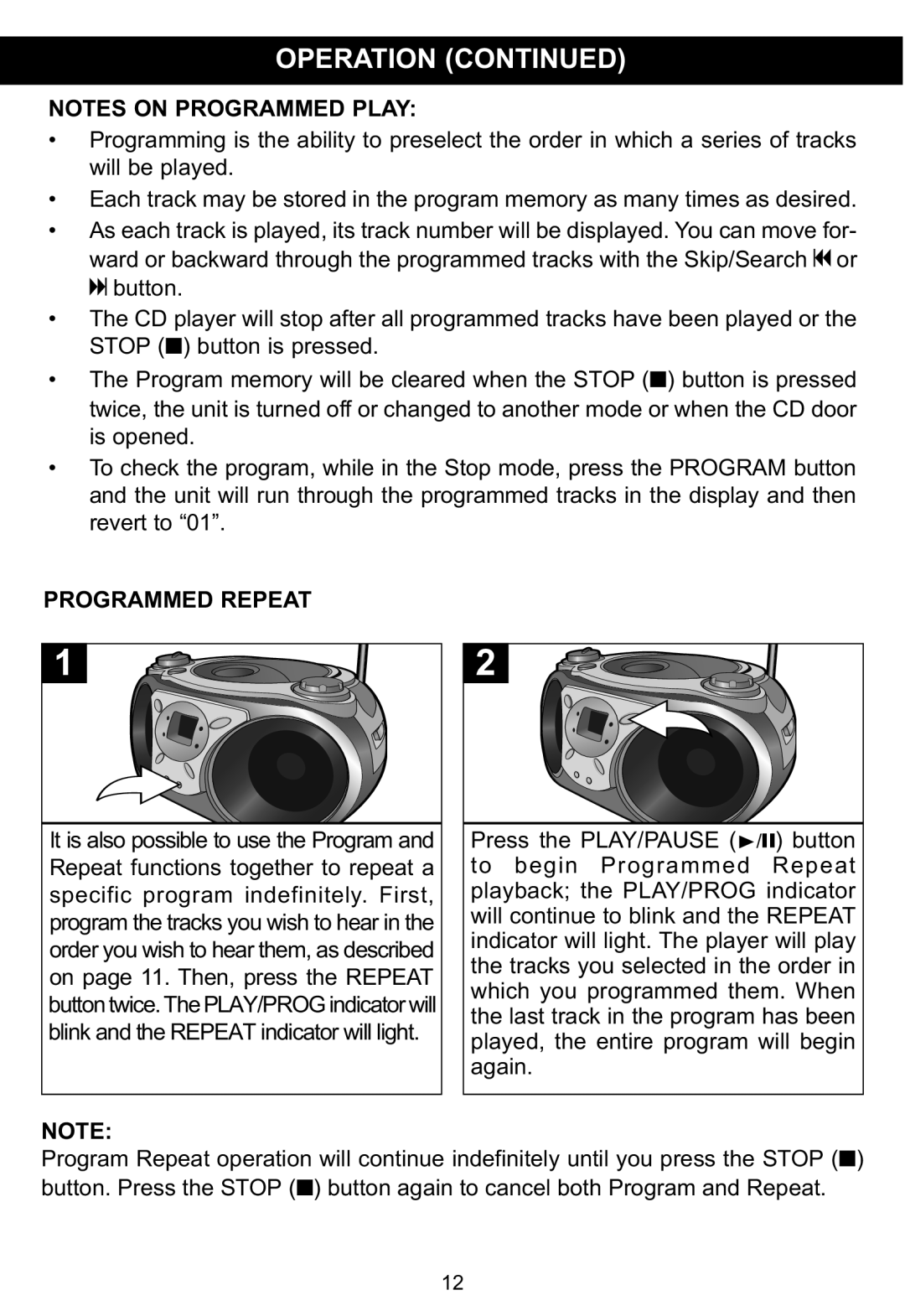 Memorex MP3115 manual Programmed Repeat 