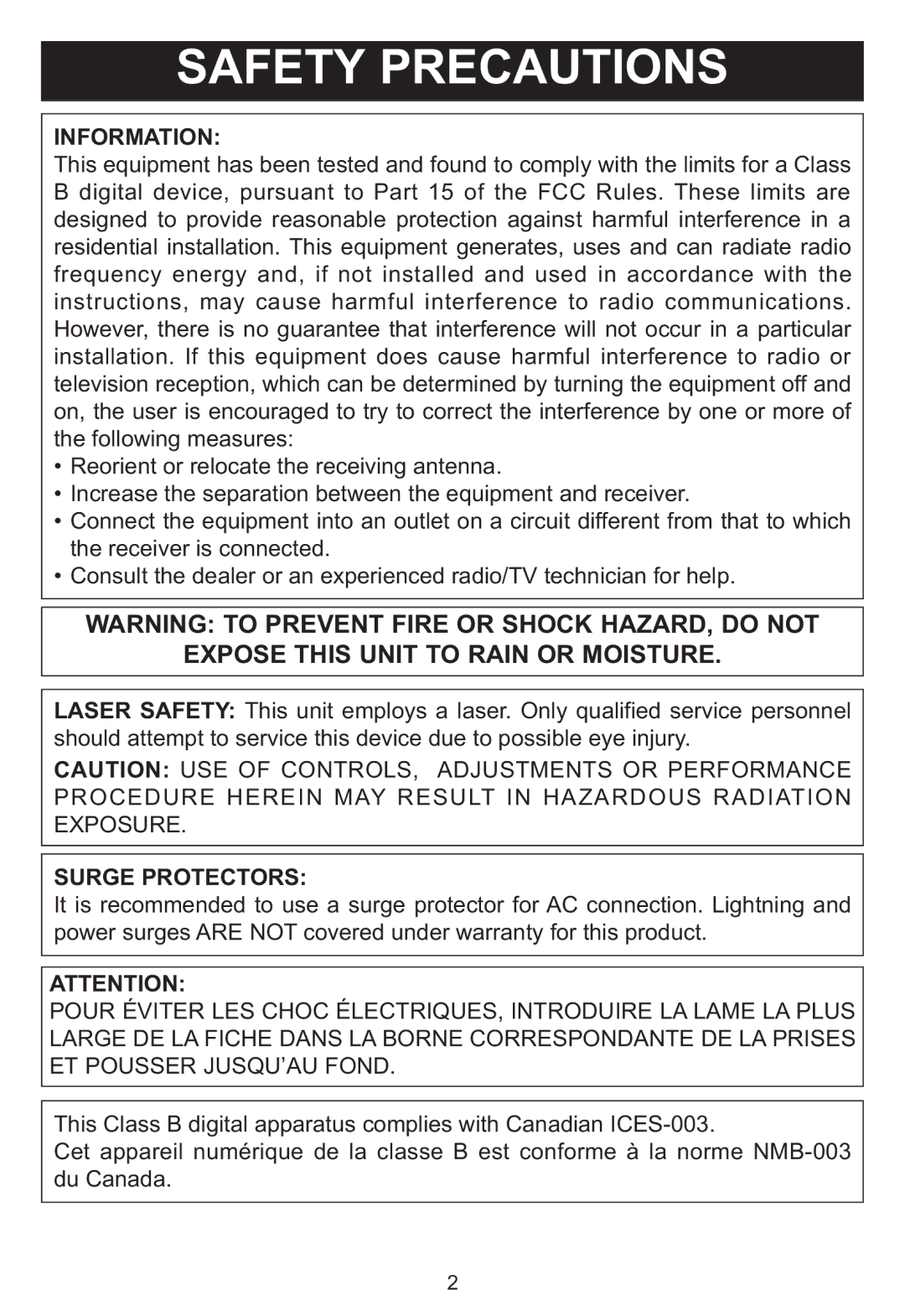 Memorex MP3115 manual Information, Surge Protectors 