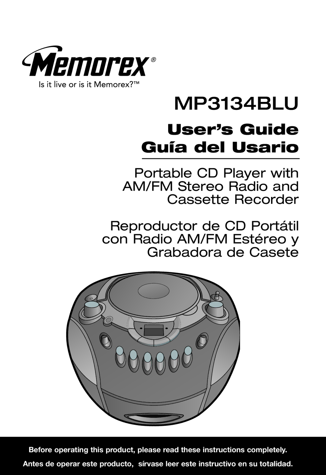 Memorex MP3134BLU manual 