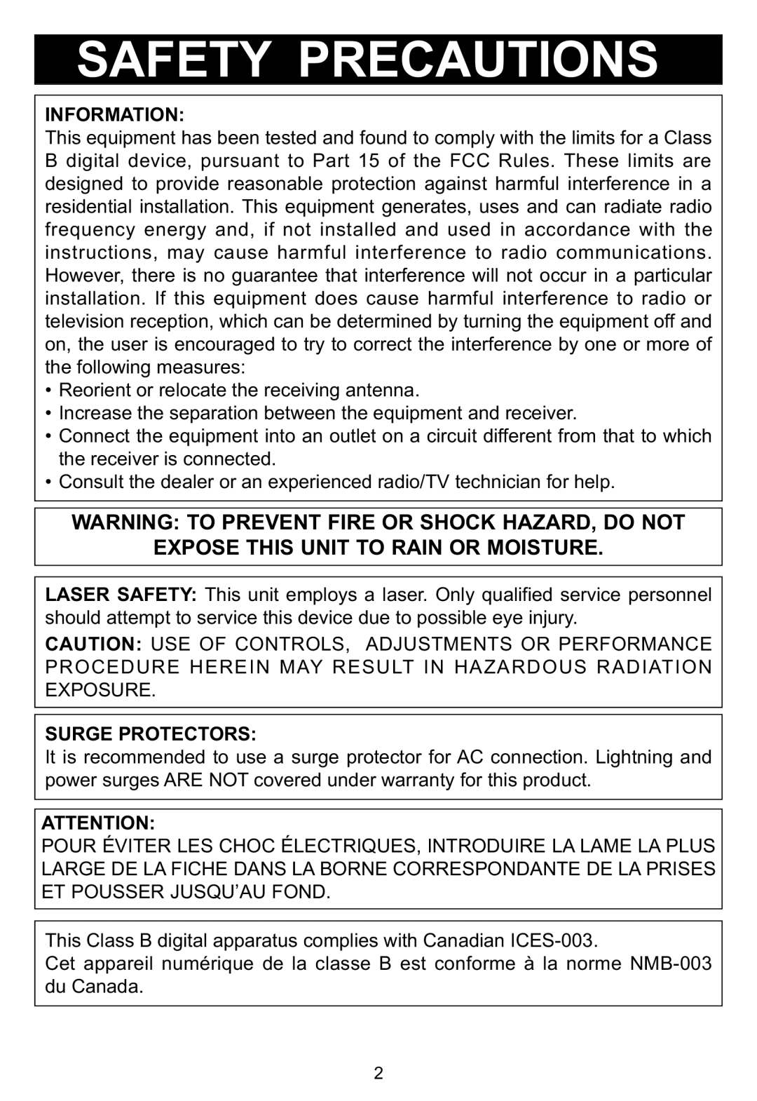 Memorex MP3134BLU manual Information, Surge Protectors 